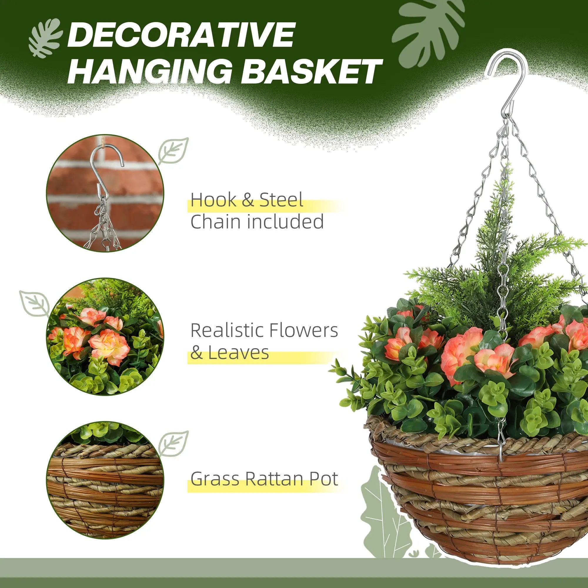 Set of Two Hanging Lisianthus Flower Pots - Orange/Green Bargain Clearance Centre