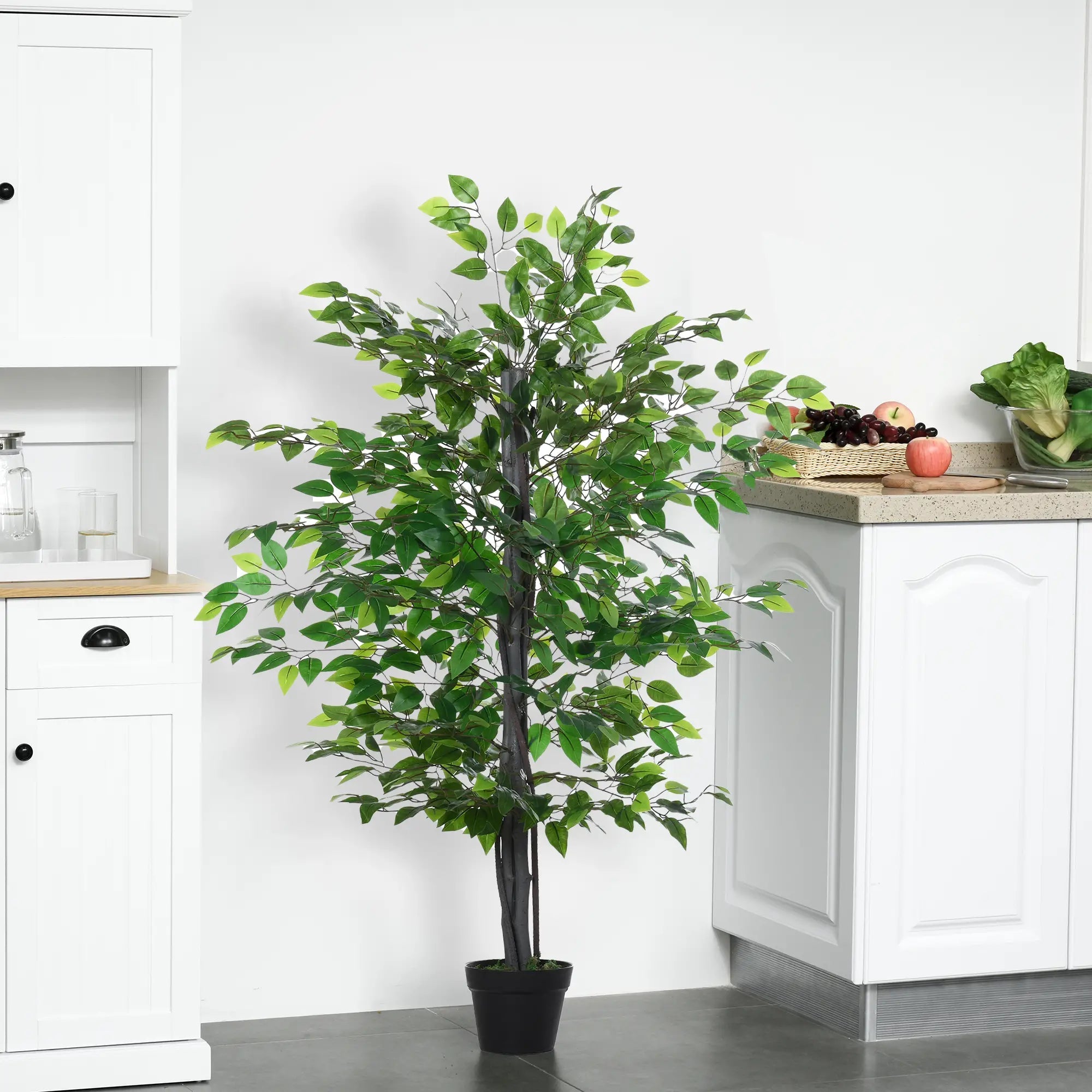 145cm Artificial Banyan Plant Faux Decorative Tree w/ Cement Pot Vibrant Greenery Shrubbery Indoor Outdoor Accessory Bargain Clearance Centre