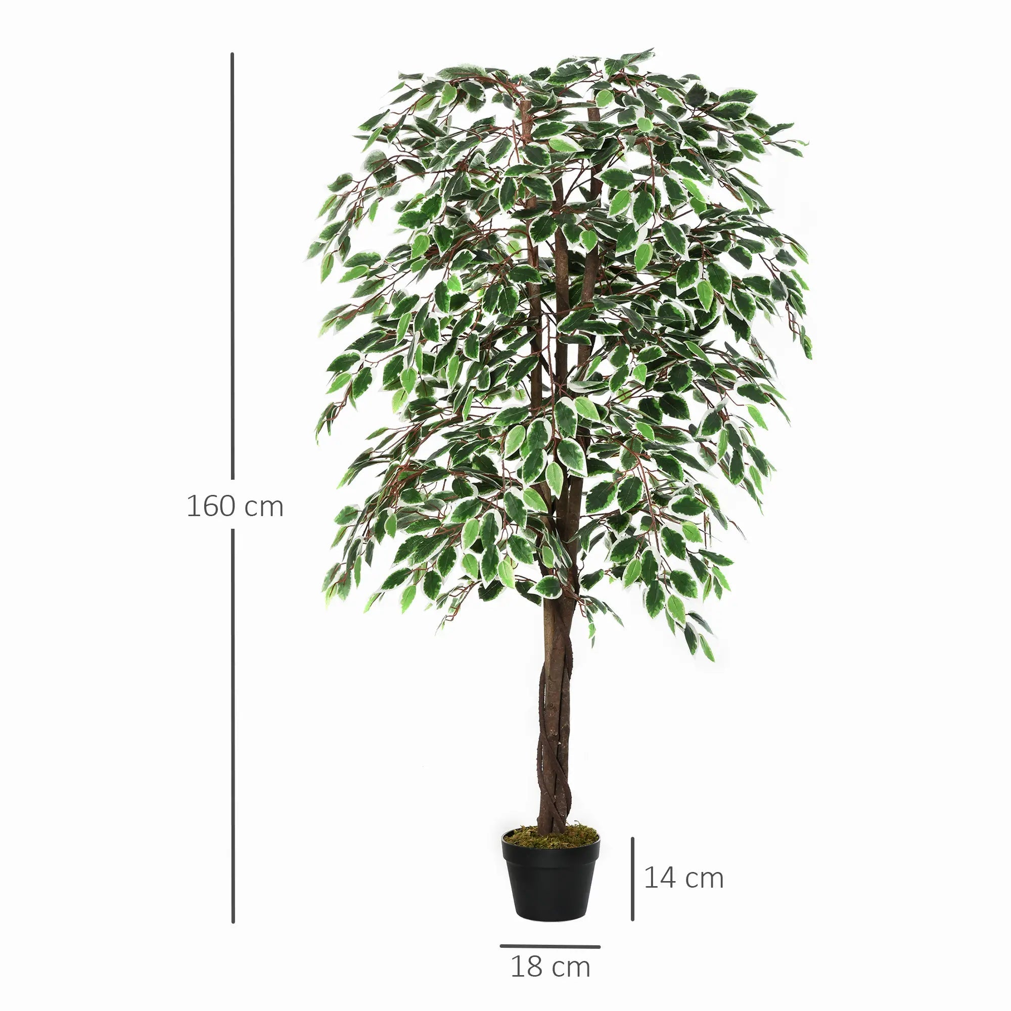 160cm/5.2FT Artificial Ficus Silk Tree with Nursery Pot, Decorative Fake Plant, for Indoor Outdoor Décor Bargain Clearance Centre
