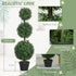 Set of 2 Decorative Artificial Trees, Topiary Ball-shaped Boxwood Trees in Pot, Fake Plants for Home Indoor outdoor Decor, 100cm, Green Bargain Clearance Centre