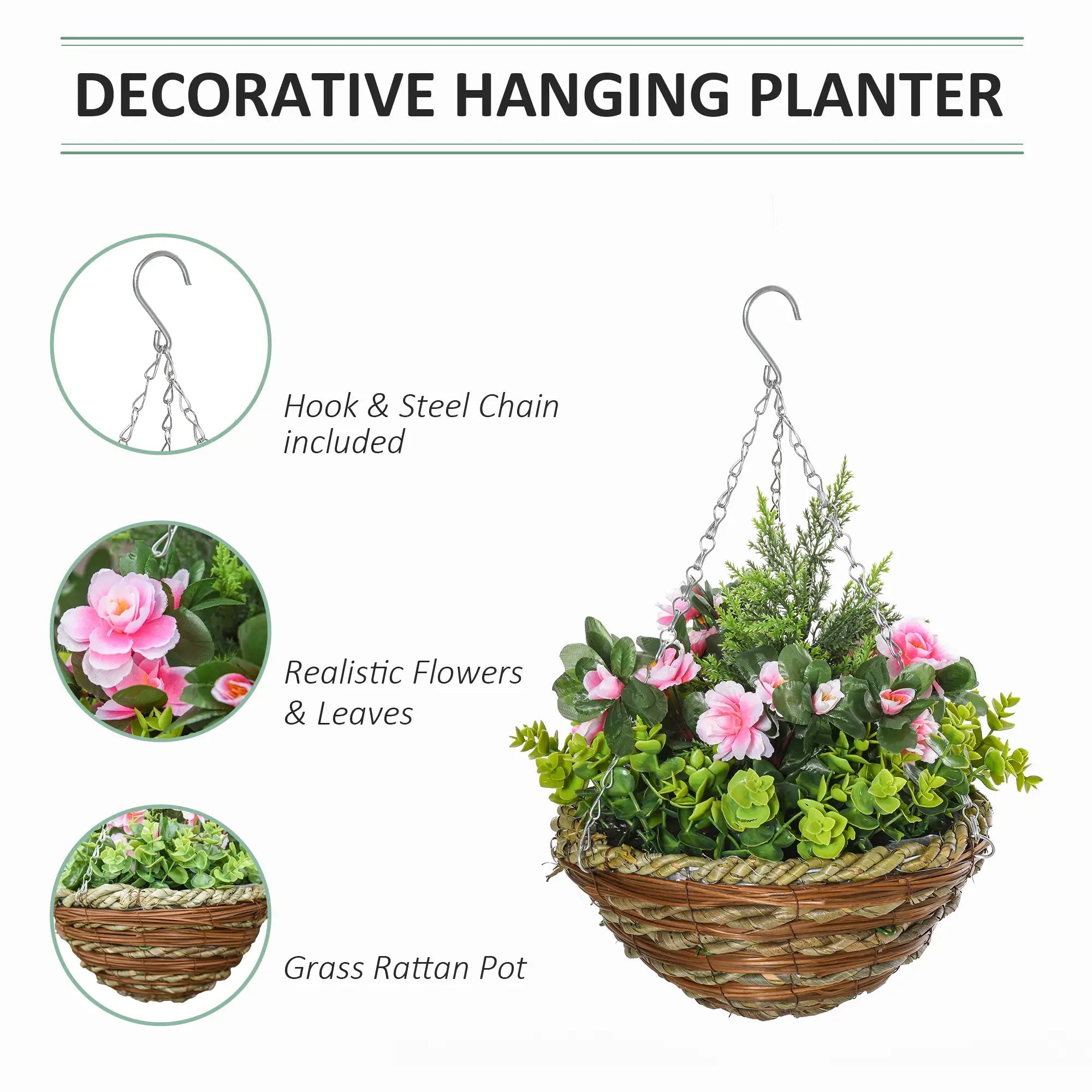 Set of Two Hanging Lisianthus Flower Pots - Pink/Green Bargain Clearance Centre