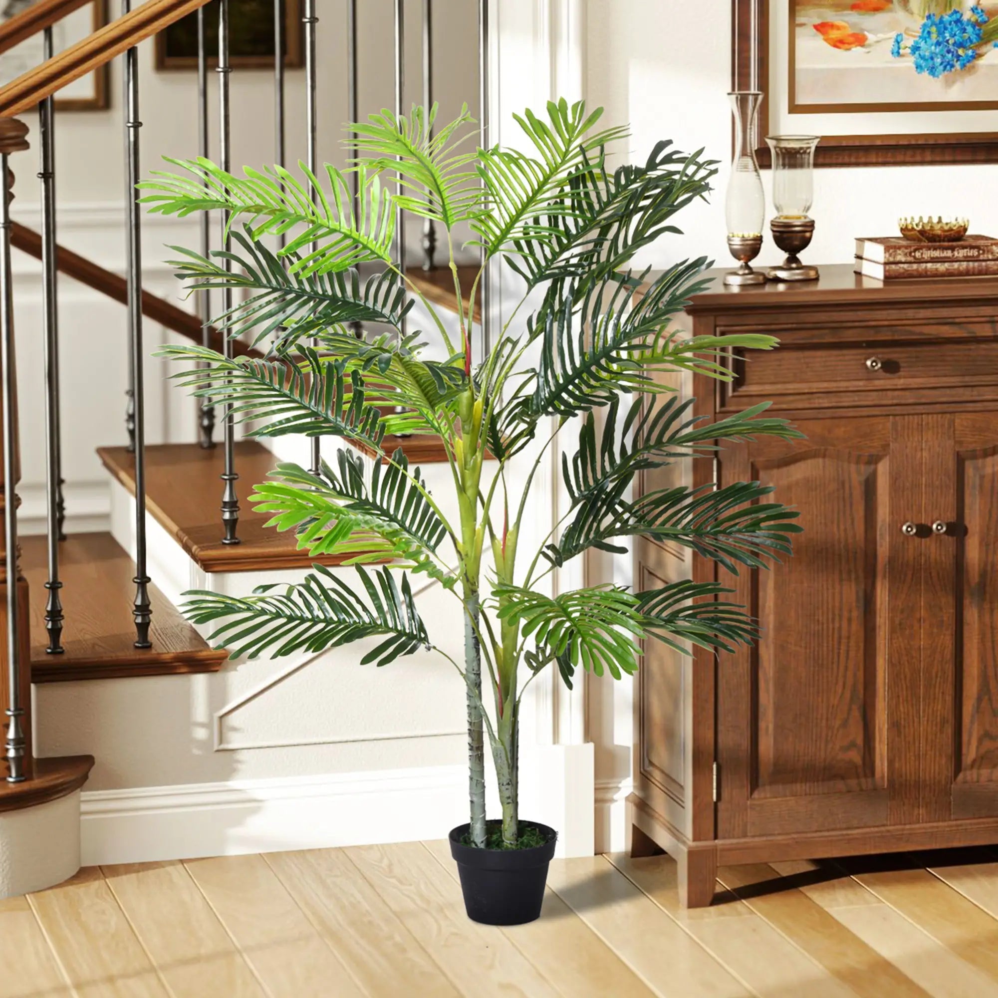 Artificial Tree, 150cm Tropical Palm Tree, Fake Plants in Pots, Faux Green Plant for Indoor Outdoor Home Office Living Room Decoration 4.8 Bargain Clearance Centre