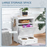 Pet Feeder Station, Dog, Cat Storage Container, with Raised Bowls, Hanger, Cabinet - White