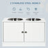Raised Pet Feeder, with Two Bowls, Storage - White