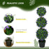 Set of 2 Artificial Plants, Lavender Flowers Ball Trees with Pot, for Home Indoor Outdoor Decor, 110cm Bargain Clearance Centre