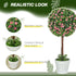 Set of 2 Decorative Artificial Plants, Ball Topiary Tree with Rose Flower in Pot, Fake Plants for Home Indoor Outdoor Decor, 60cm, Pink Bargain Clearance Centre