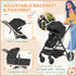 Foldable Baby Stoller, with Reclining Backrest, Adjustable Canopy, for Ages 0-36 Months - Black