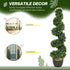 Set of 2 Decorative Artificial Plants, Boxwood Spiral Topiary Tree with Lavender and Pot, Fake Plants for Home Indoor Outdoor Decor, 115cm Bargain Clearance Centre