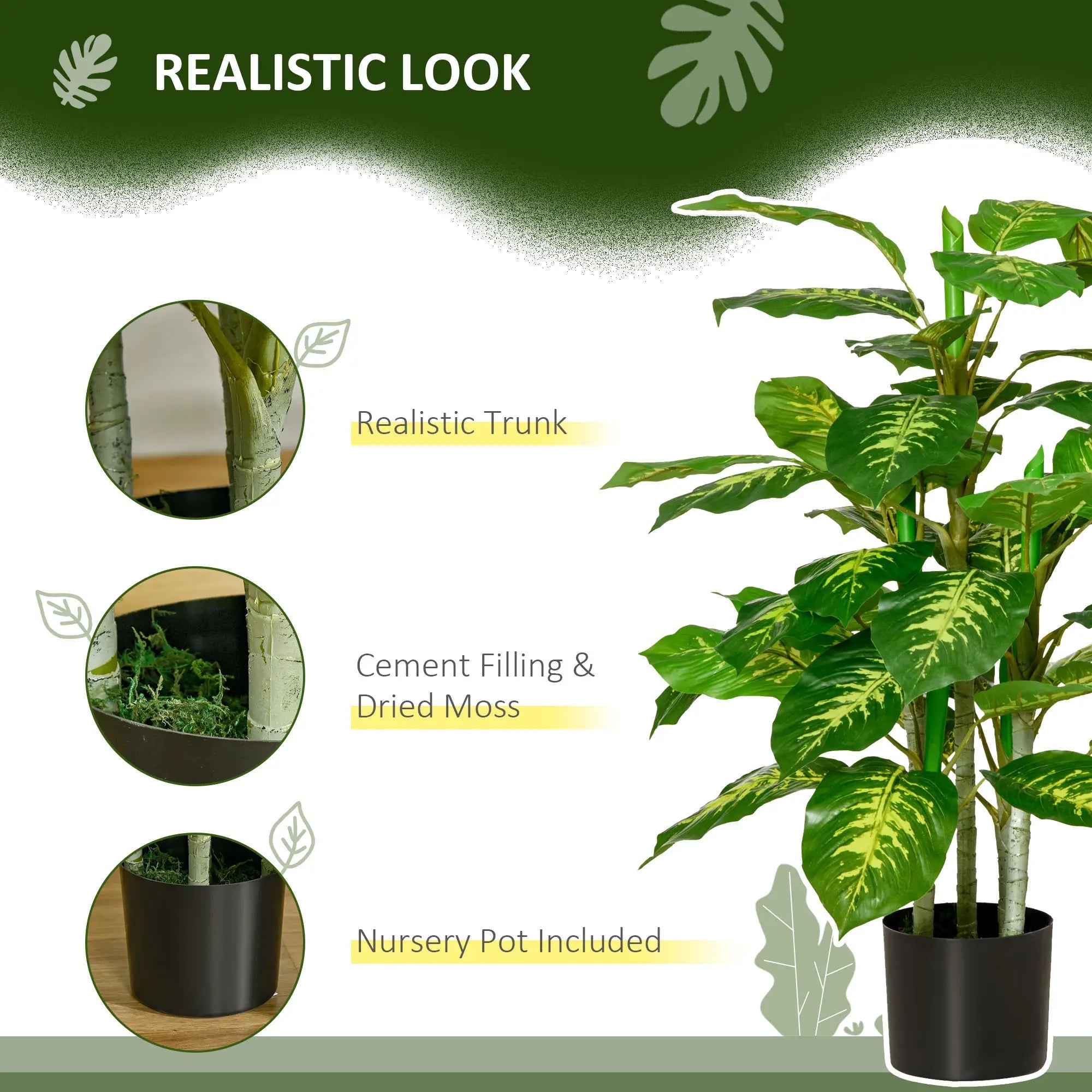 Artificial Evergreen Tree Fake Decorative Plant in Nursery Pot for Indoor Outdoor Decor, 95cm Bargain Clearance Centre