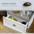 Stainless Steel Raised Dog Bowls, with 21L Storage Drawer for Large Dogs and Cats - White
