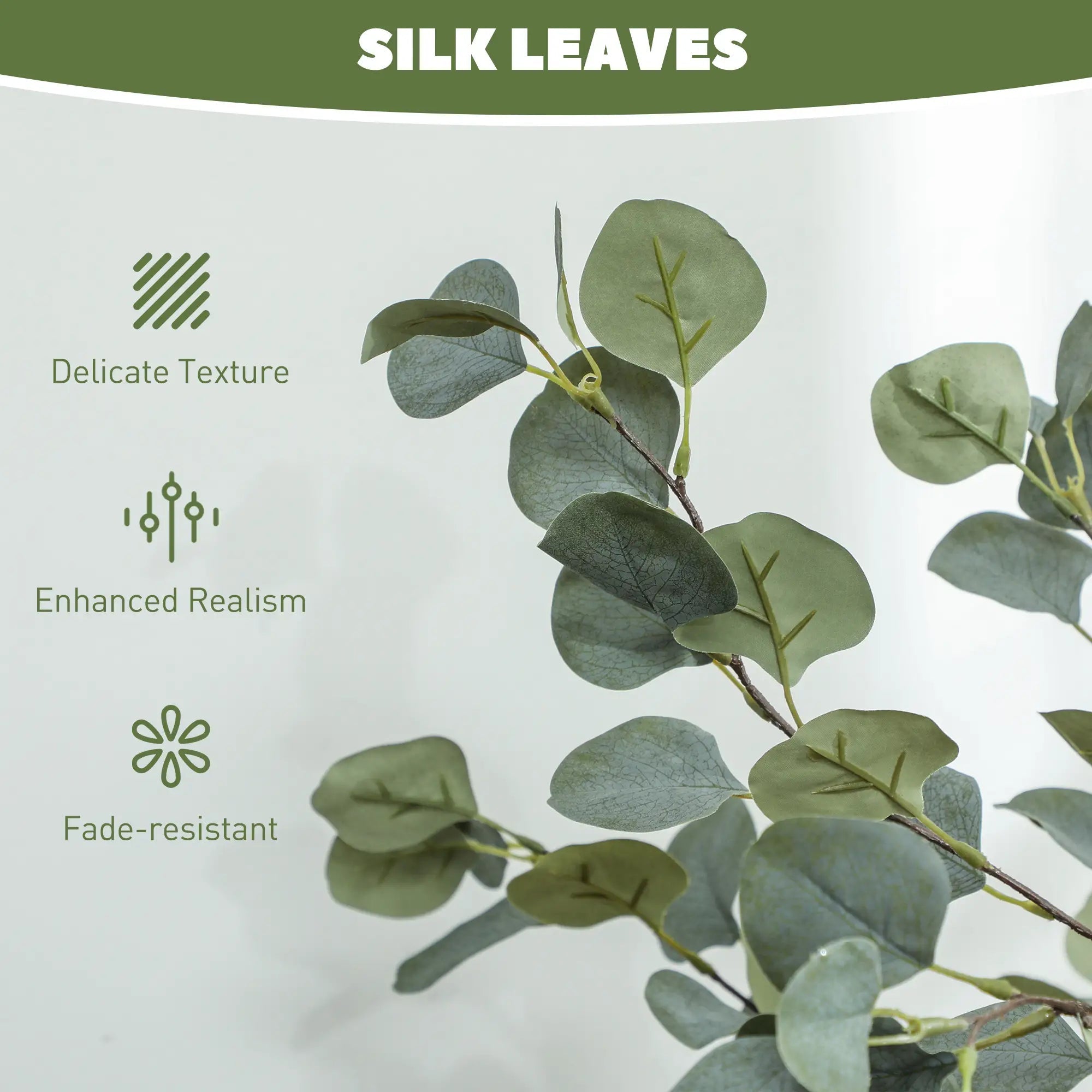 Set of 2 Decorative Artificial Tree, 4ft/ 120cm Silk Eucalyptus Trees with 230 Silver Dollar Leaves in Pot, Fake Plants for Home, Office, Living Room, Indoor Decor Bargain Clearance Centre