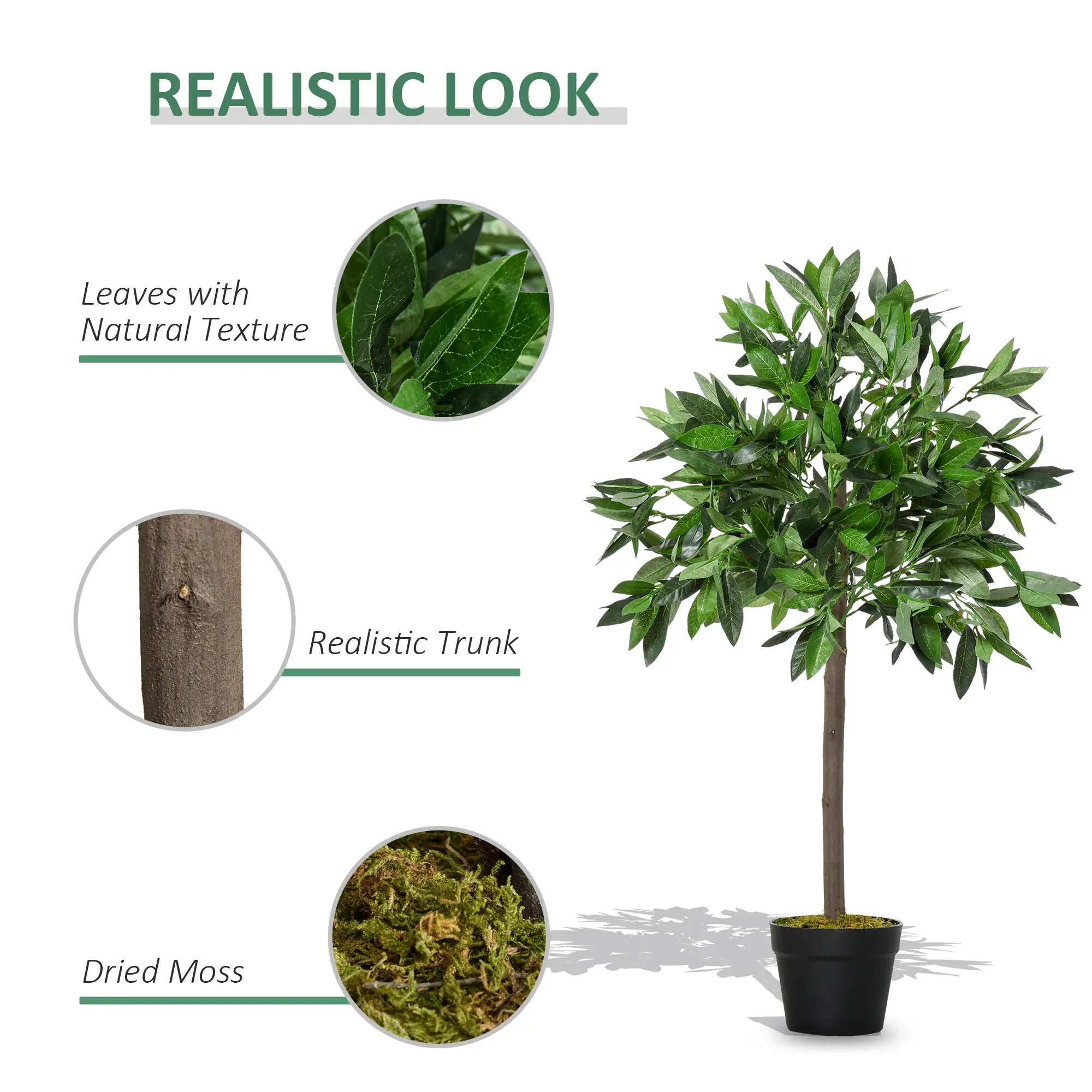 Artificial Bay Laurel Topiary Trees w/ Pot Fake, Set Of 2 90cm/3FT Indoor Outdoor Greenery Plant Home Office Garden Decor Green Bargain Clearance Centre