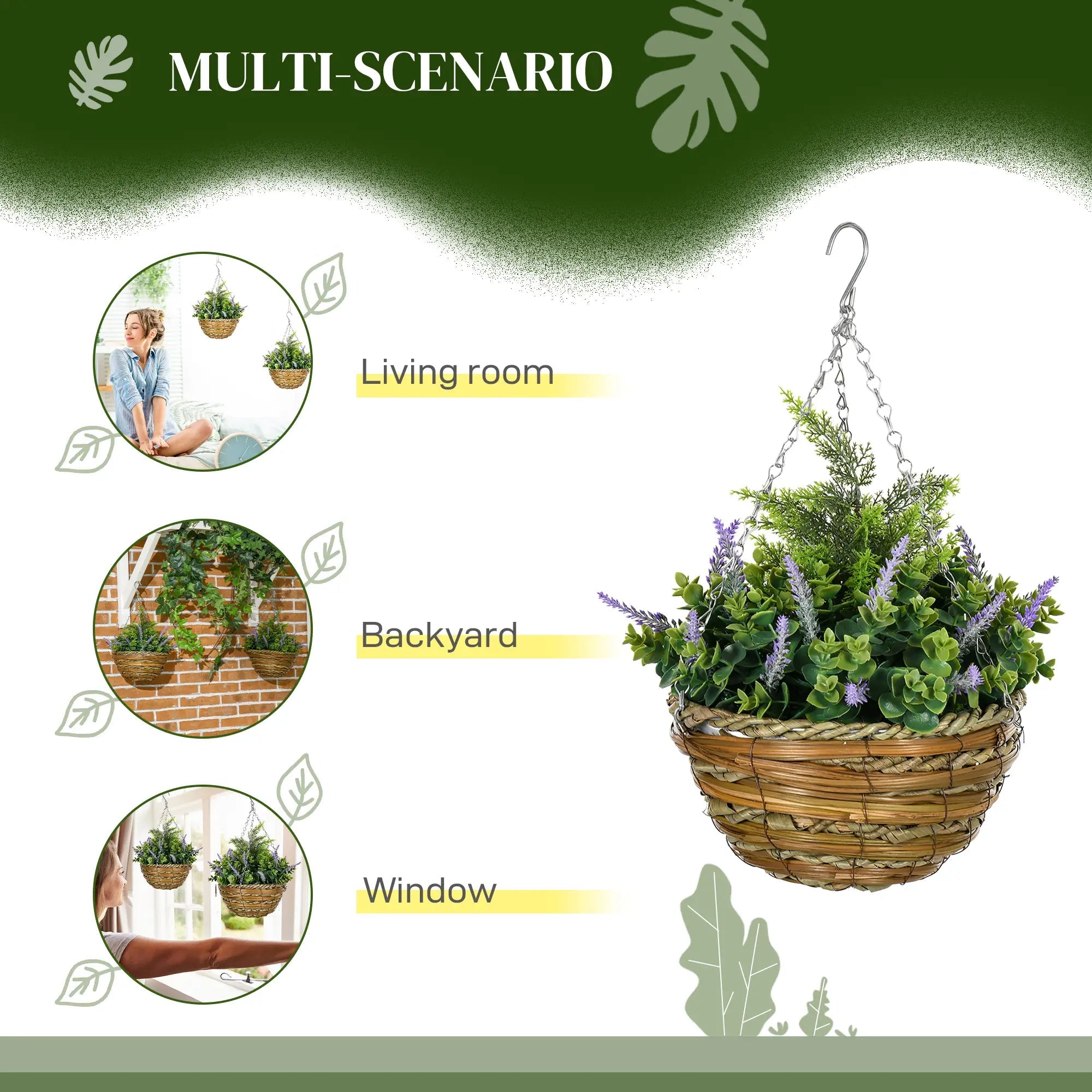 Set of Two Artificial Hanging Lavender Flower Pots - Purple Bargain Clearance Centre