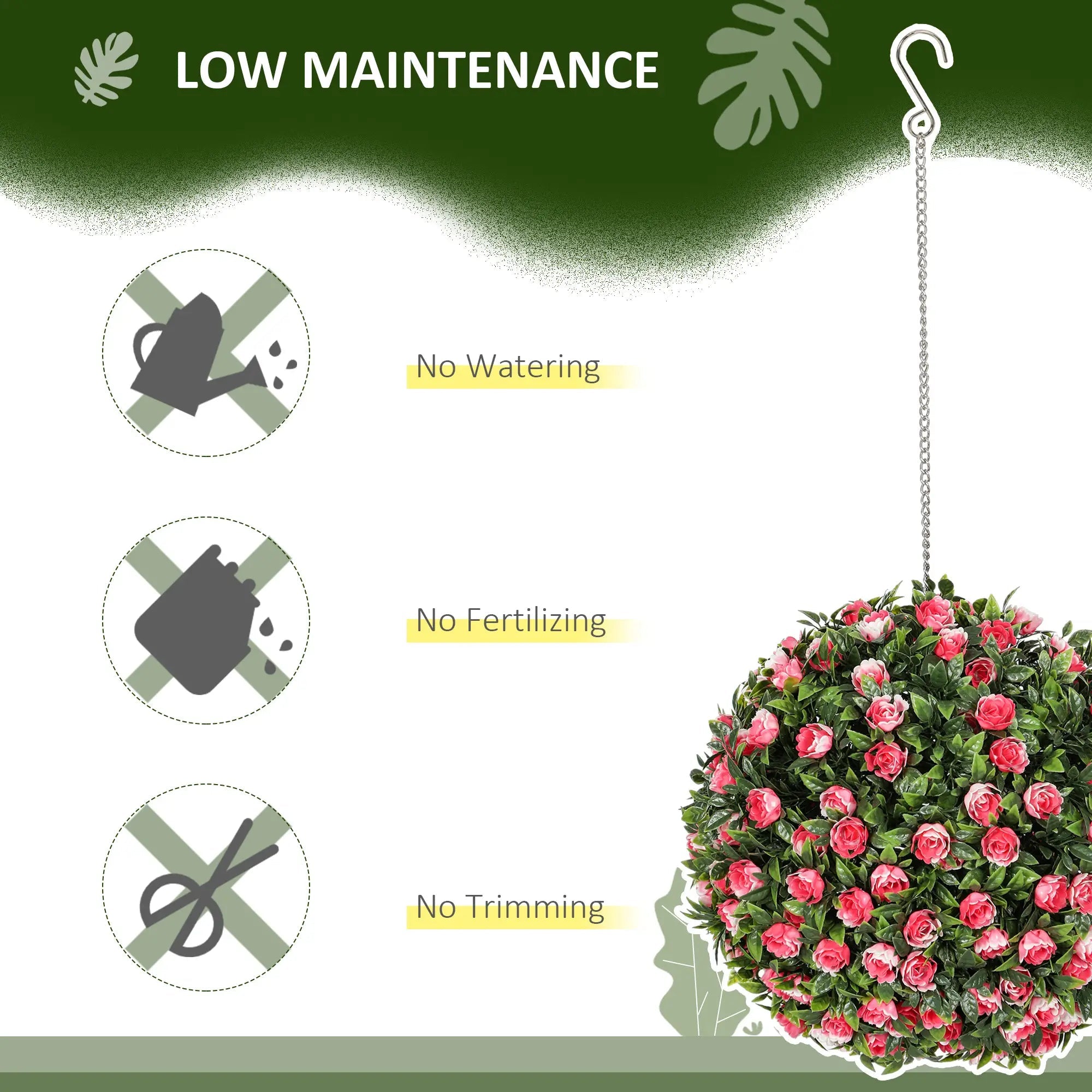Set of 2 Decorative Artificial Plants, UV-protected Artificial Plant Topiary Rose Balls, Fake Plants for Home Indoor outdoor Decor, 28cm, Pink Bargain Clearance Centre