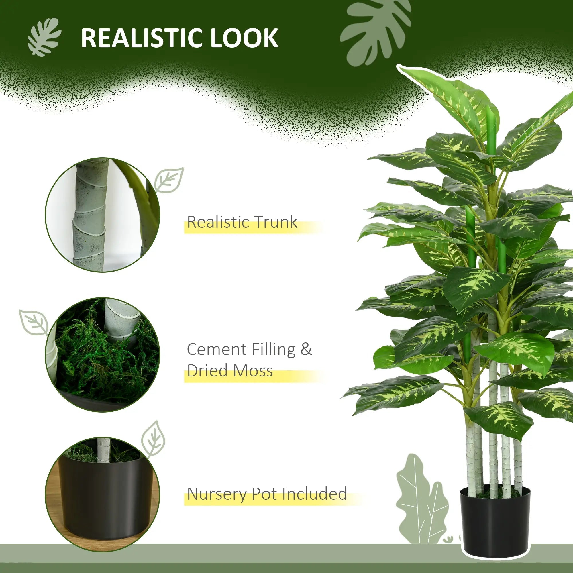 Artificial Evergreen Tree Fake Decorative Plant in Nursery Pot for Indoor Outdoor Decor, 120cm Bargain Clearance Centre