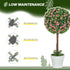 Set of 2 Decorative Artificial Plants, Ball Topiary Tree with Rose Flower in Pot, Fake Plants for Home Indoor Outdoor Decor, 60cm, Pink Bargain Clearance Centre