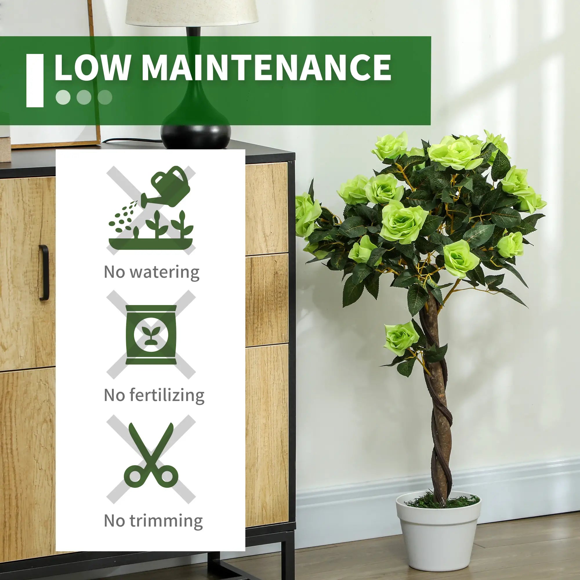 Set of Two Faux Rose Trees - Green Bargain Clearance Centre