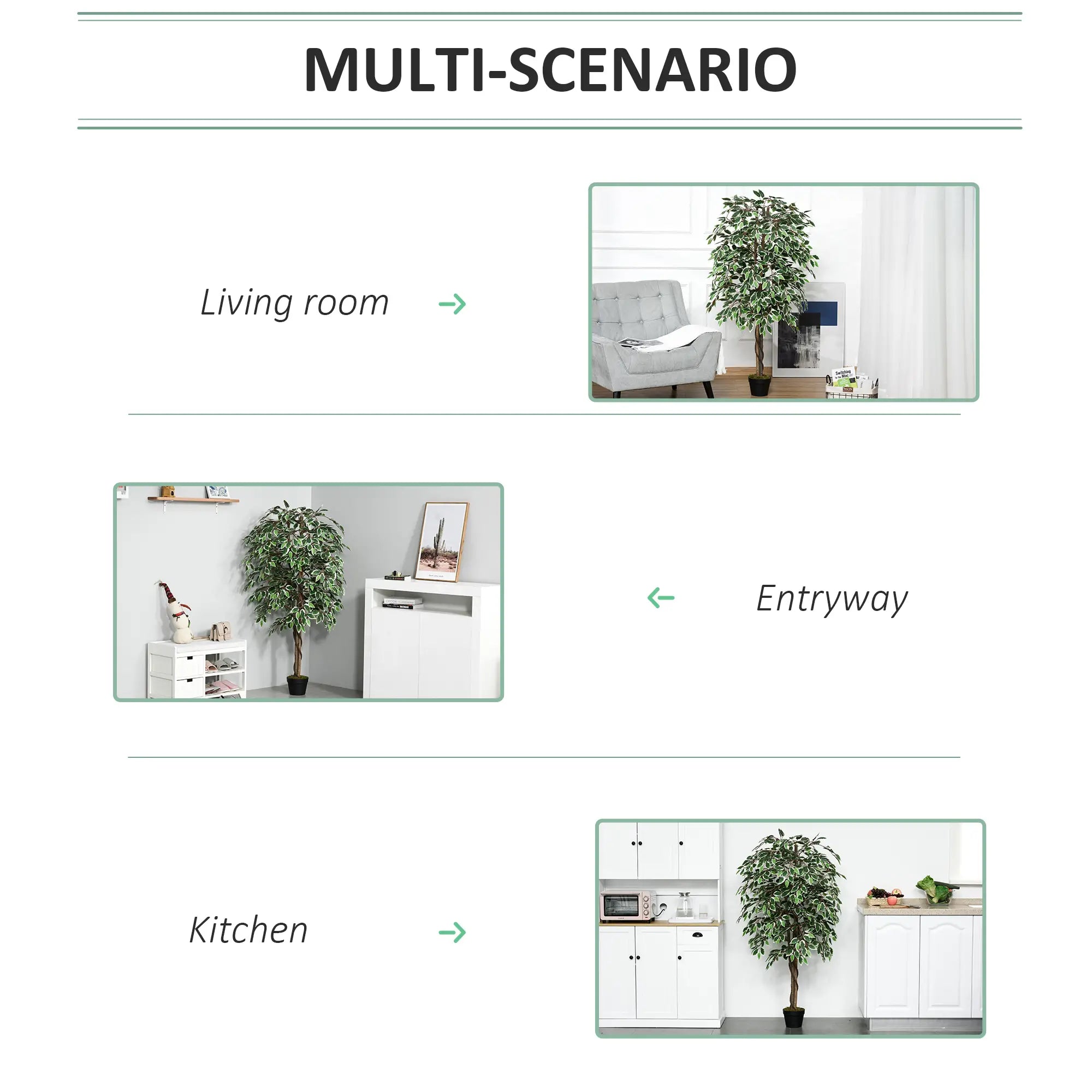 160cm/5.2FT Artificial Ficus Silk Tree with Nursery Pot, Decorative Fake Plant, for Indoor Outdoor Décor Bargain Clearance Centre