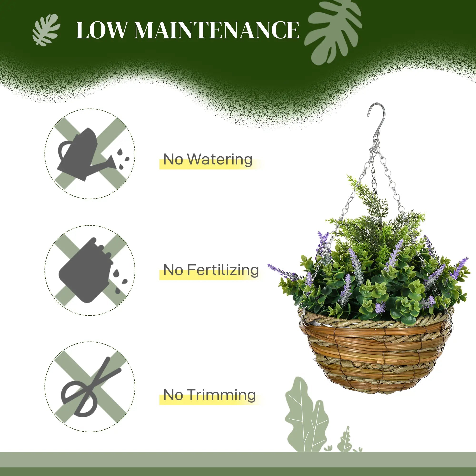 Set of Two Artificial Hanging Lavender Flower Pots - Purple Bargain Clearance Centre