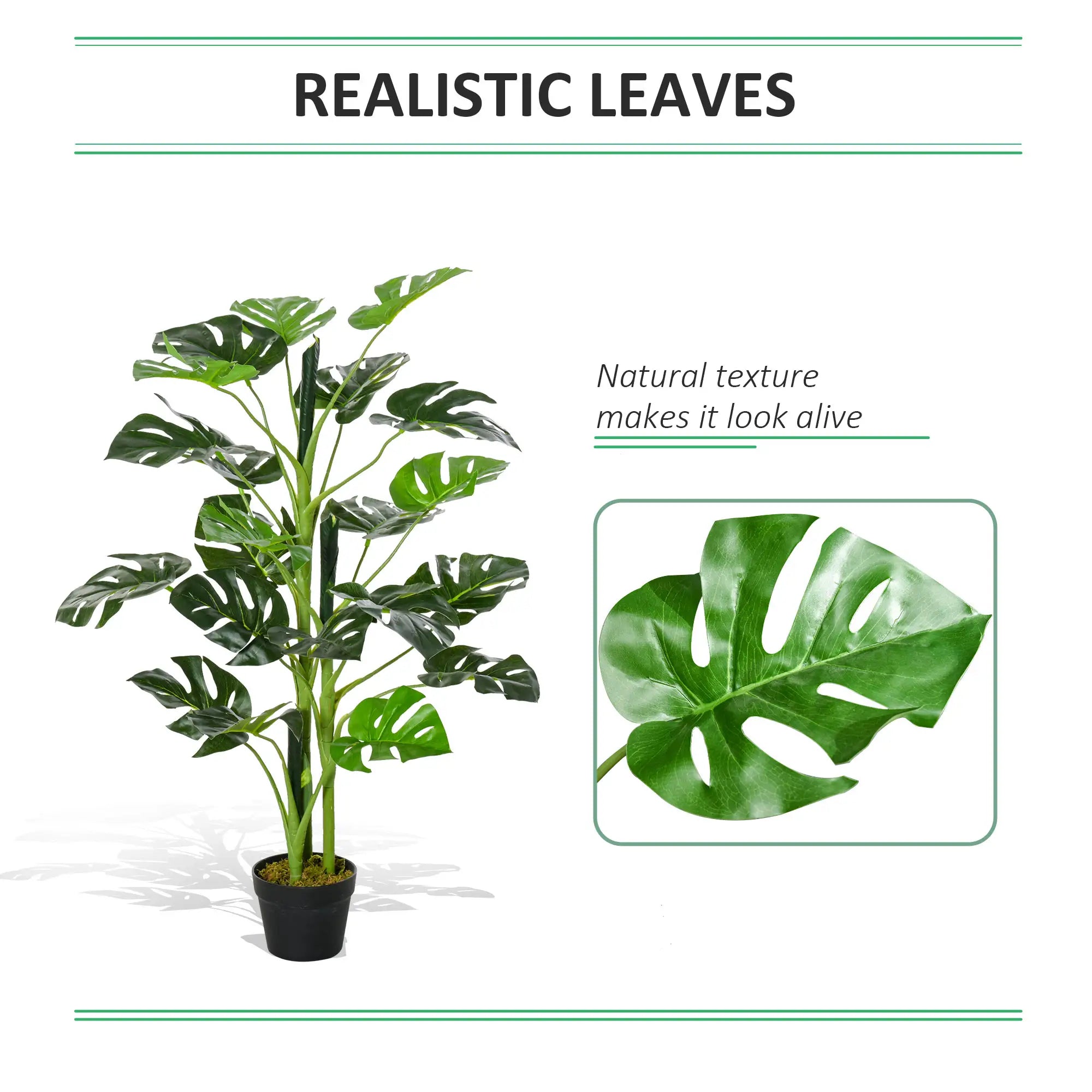 100cm/3.3FT Artificial Monstera Tree Decorative Cheese Plant 21 Leaves with Nursery Pot, Fake Tropical Palm Tree for Indoor Outdoor Décor Bargain Clearance Centre