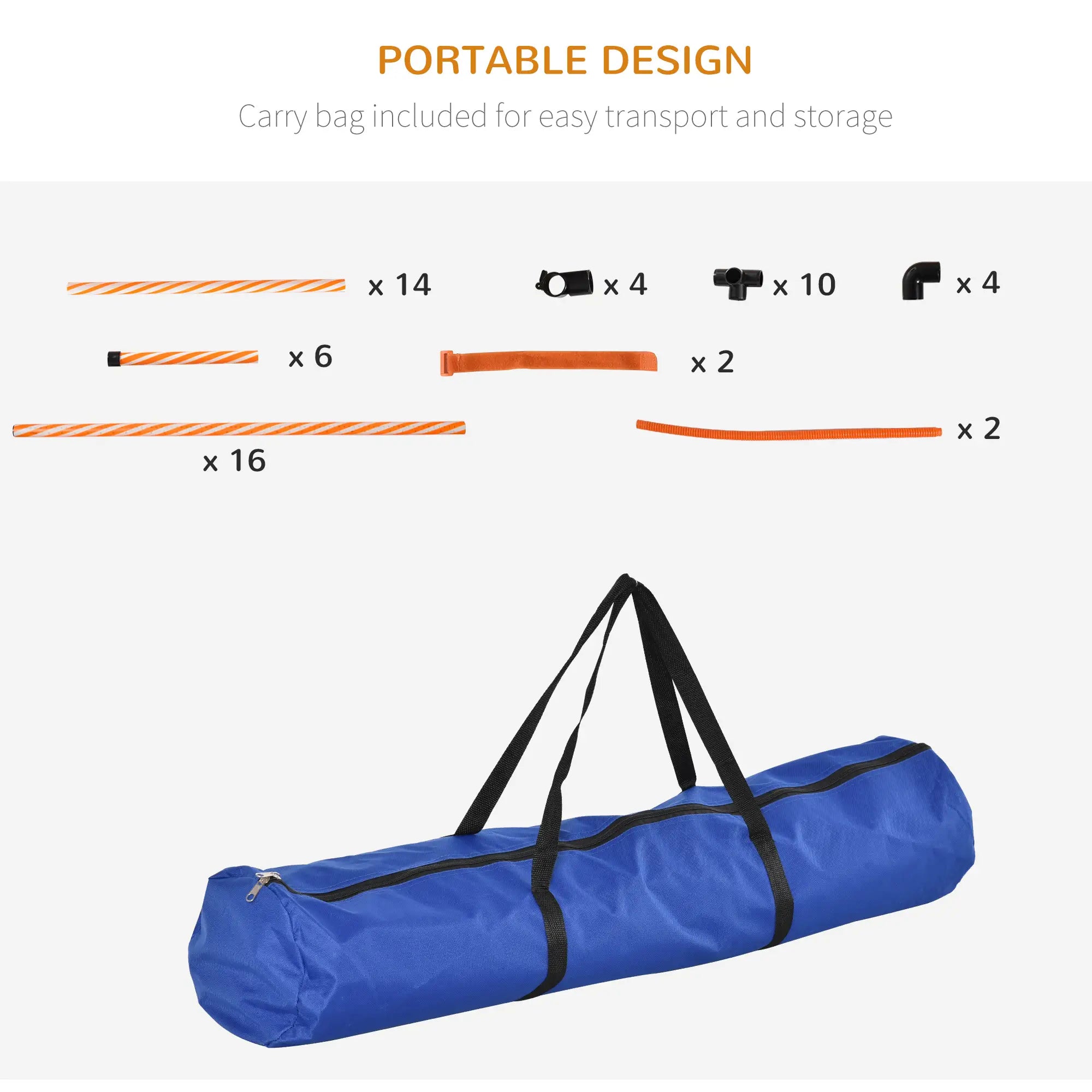 Dog Agility Equipment Pet Training Set with Adjustable Height Jump Ring Hurdle Whistle Weave Poles Square Pause Box Carry Bag