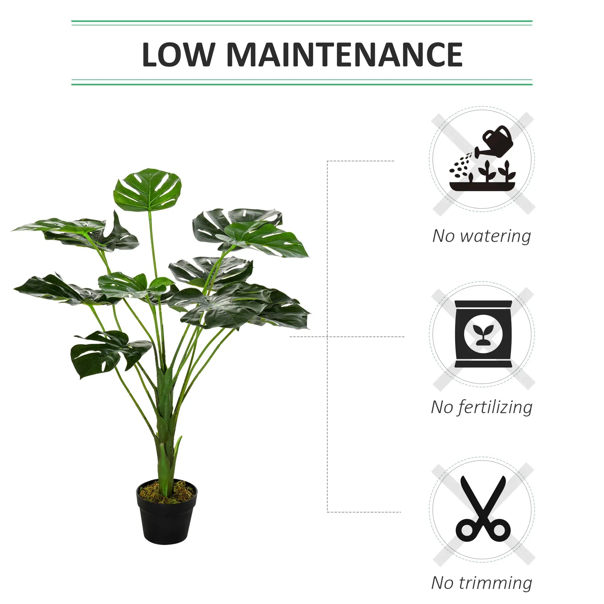 Decorative Artificial Monstera Plants in Pot Fake Plants for Home Indoor Outdoor Decor, 85cm Bargain Clearance Centre
