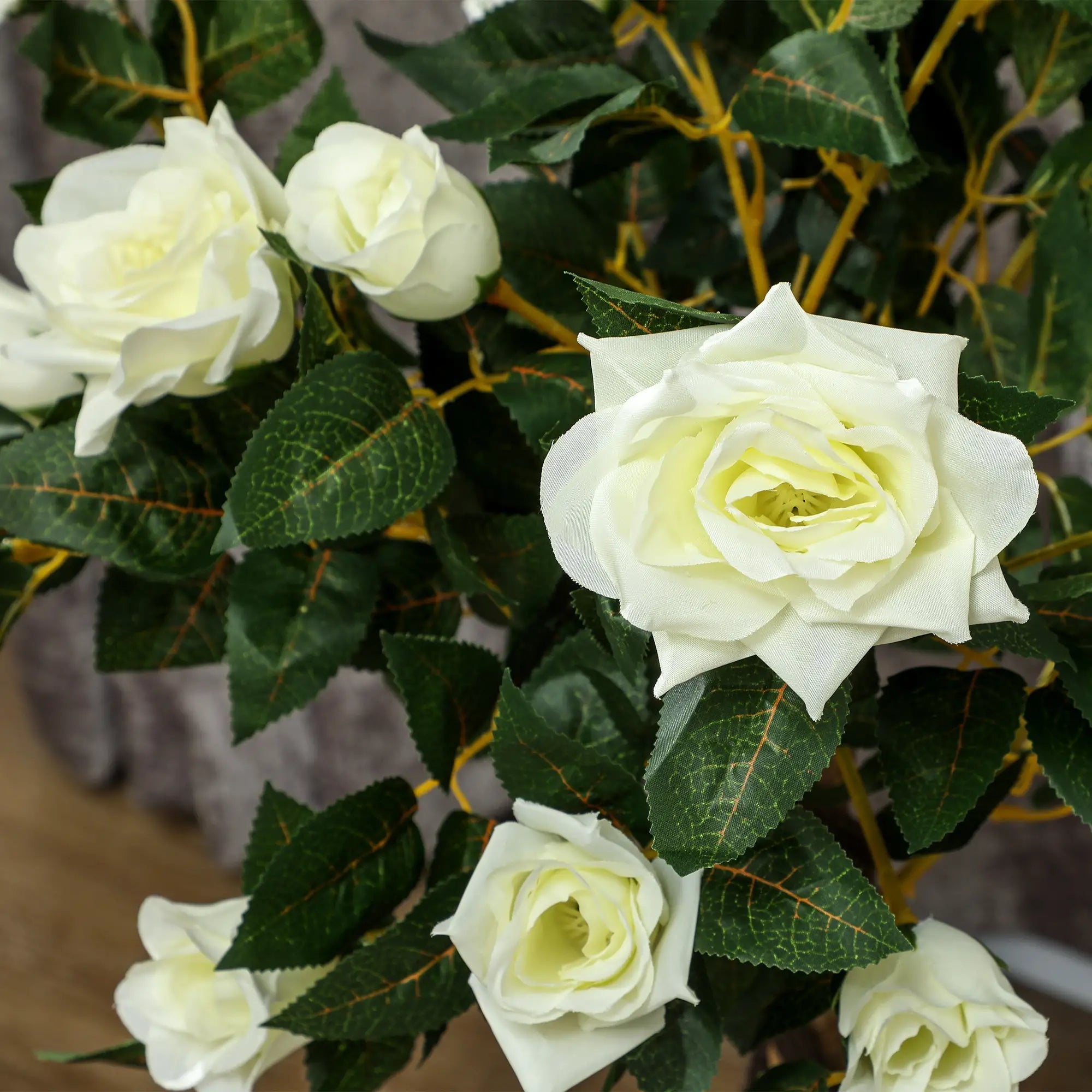 Set of Two Faux Rose Trees - White Bargain Clearance Centre