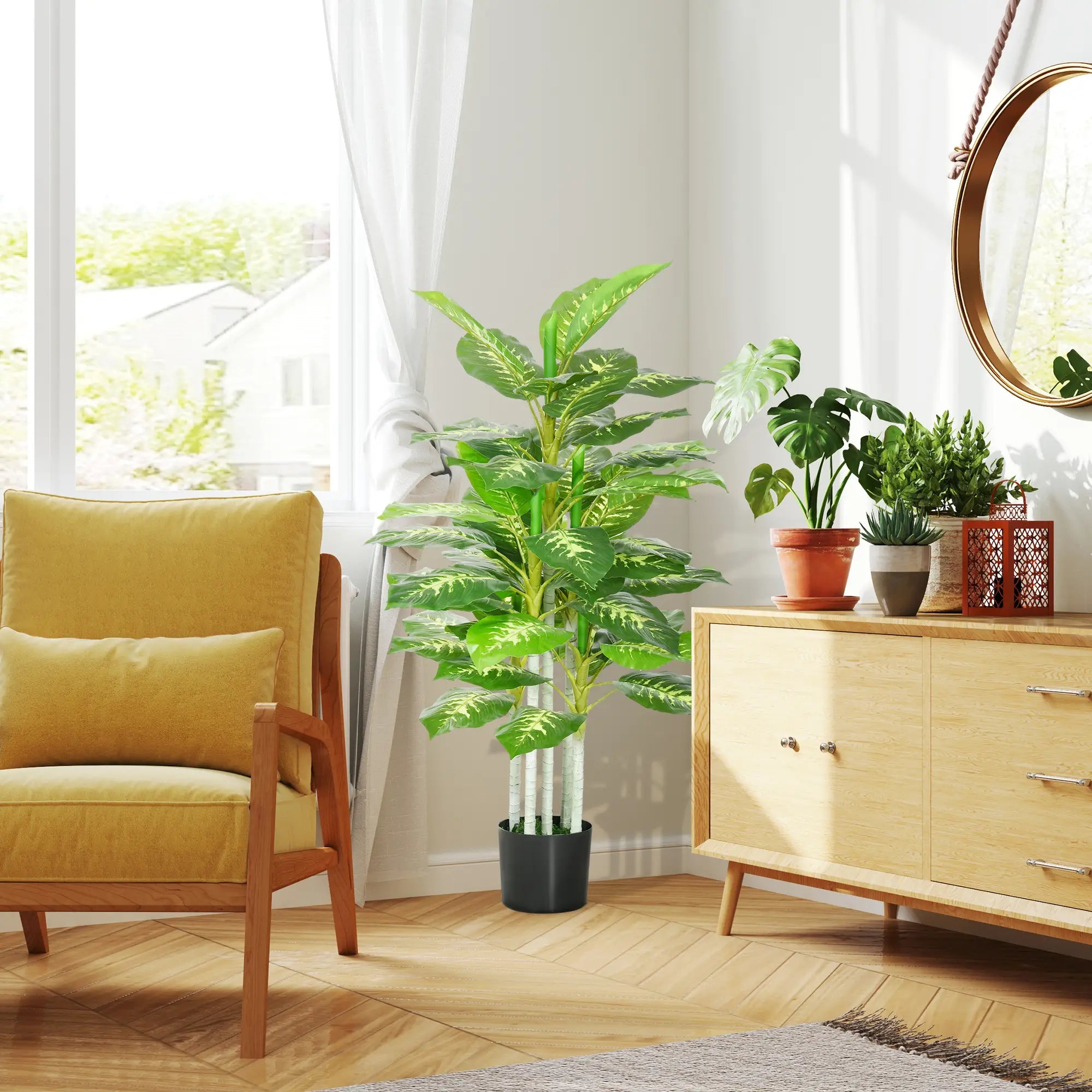 Artificial Evergreen Tree Fake Decorative Plant in Nursery Pot for Indoor Outdoor Decor, 120cm Bargain Clearance Centre