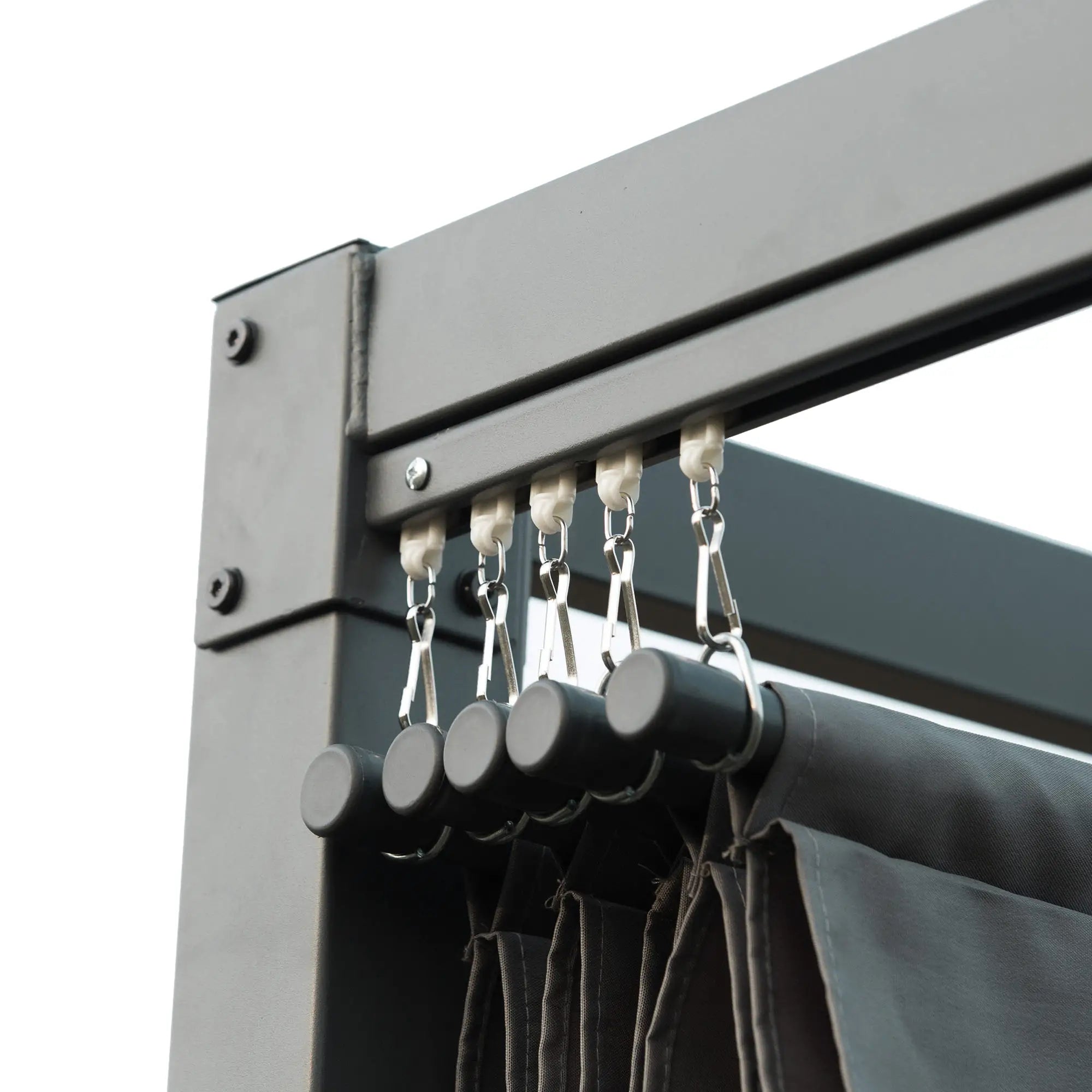 4 x 3(m) Metal Outdoor Pergola with Retractable Roof, Outdoor Gazebo with Drainage Holes for Garden, Patio, Lawn, Grey