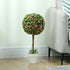 Set of 2 Decorative Artificial Plants, Ball Topiary Tree with Rose Flower in Pot, Fake Plants for Home Indoor Outdoor Decor, 60cm, Pink Bargain Clearance Centre