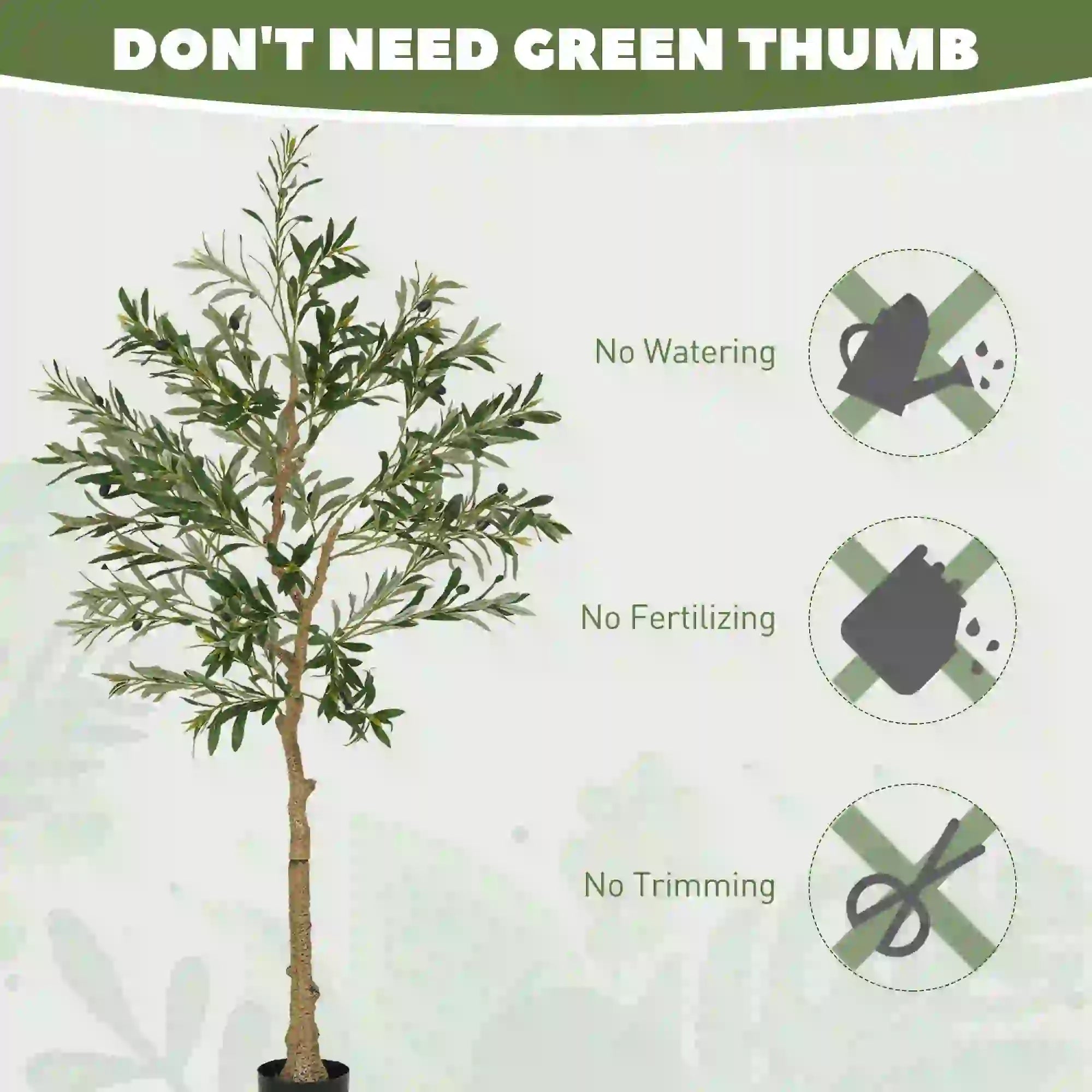 5ft/ 150cm Decorative Artificial Plant, Silk Olive Tree with 720 Leaves and 32 Olive Fruits in Pot, Fake Plant for Home, Office, Living Room, Indoor Decor Bargain Clearance Centre