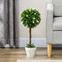 Set of 2 Decorative Artificial Plants Ball Trees with Flower for Home Indoor Outdoor Decor, 60cm ,White Bargain Clearance Centre