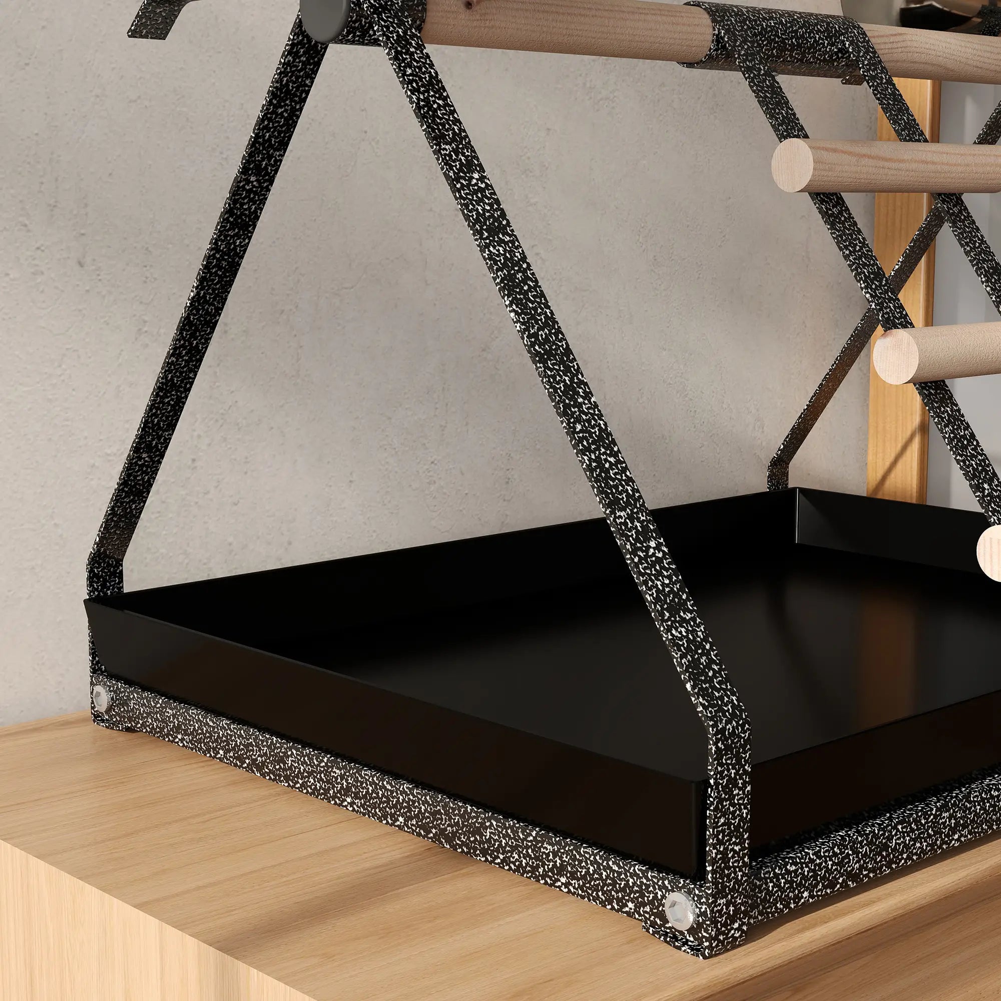 Parrot Stand Bird Stand w/Wood Perch Ladder Feeder Removable Tray