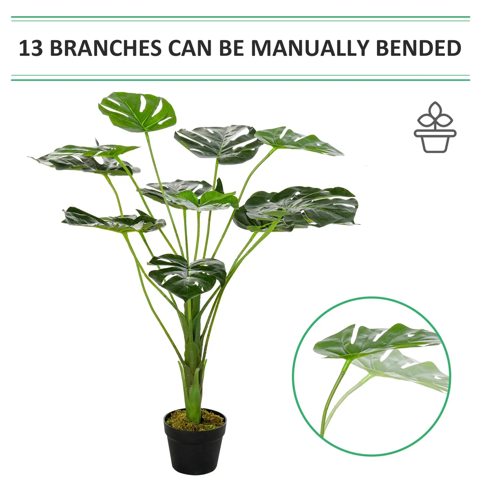 Decorative Artificial Monstera Plants in Pot Fake Plants for Home Indoor Outdoor Decor, 85cm Bargain Clearance Centre