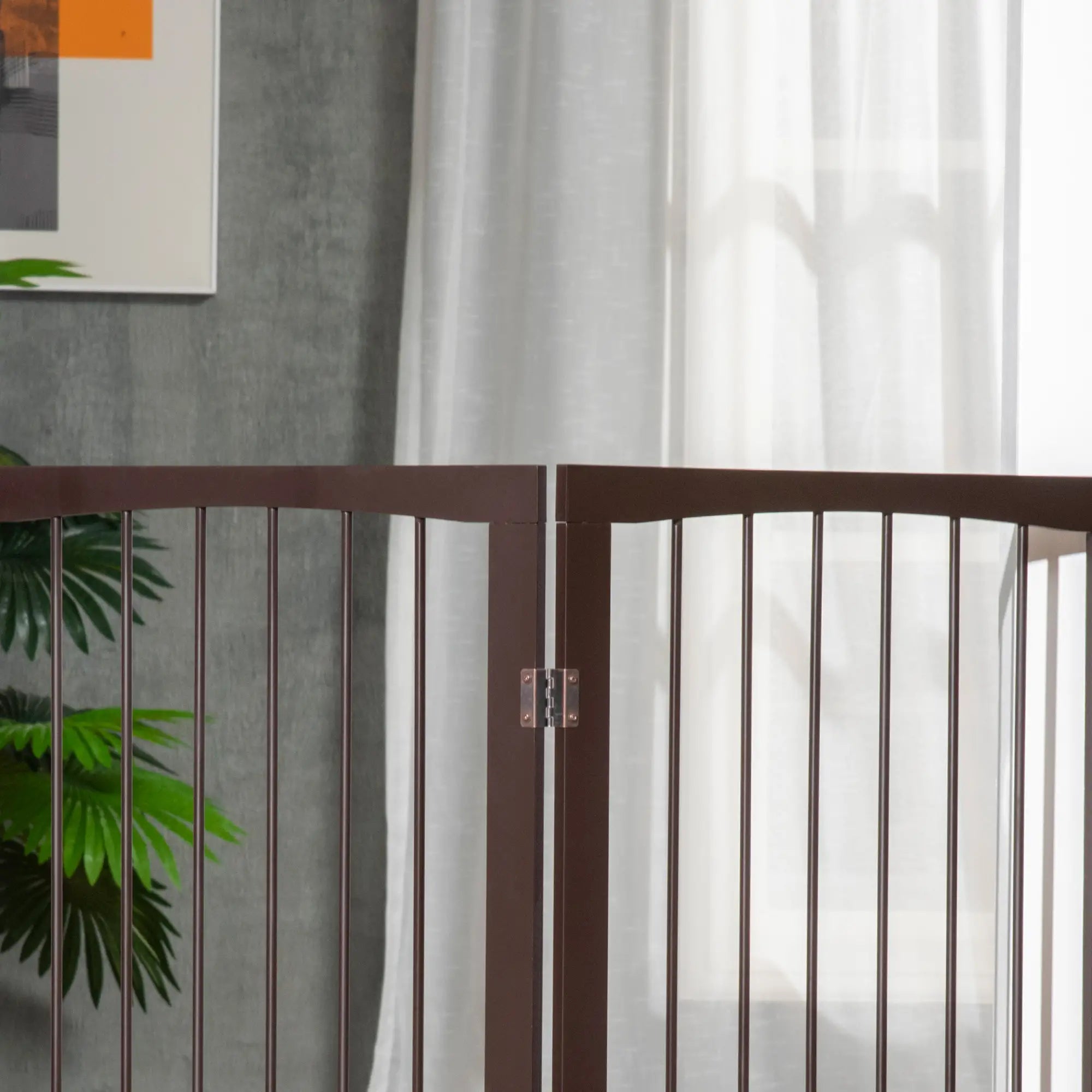 3 Panel Stair Gate Foldable Dog Door Gate Indoor Free Standing Safety Gate Pet Barrier 76cm Height