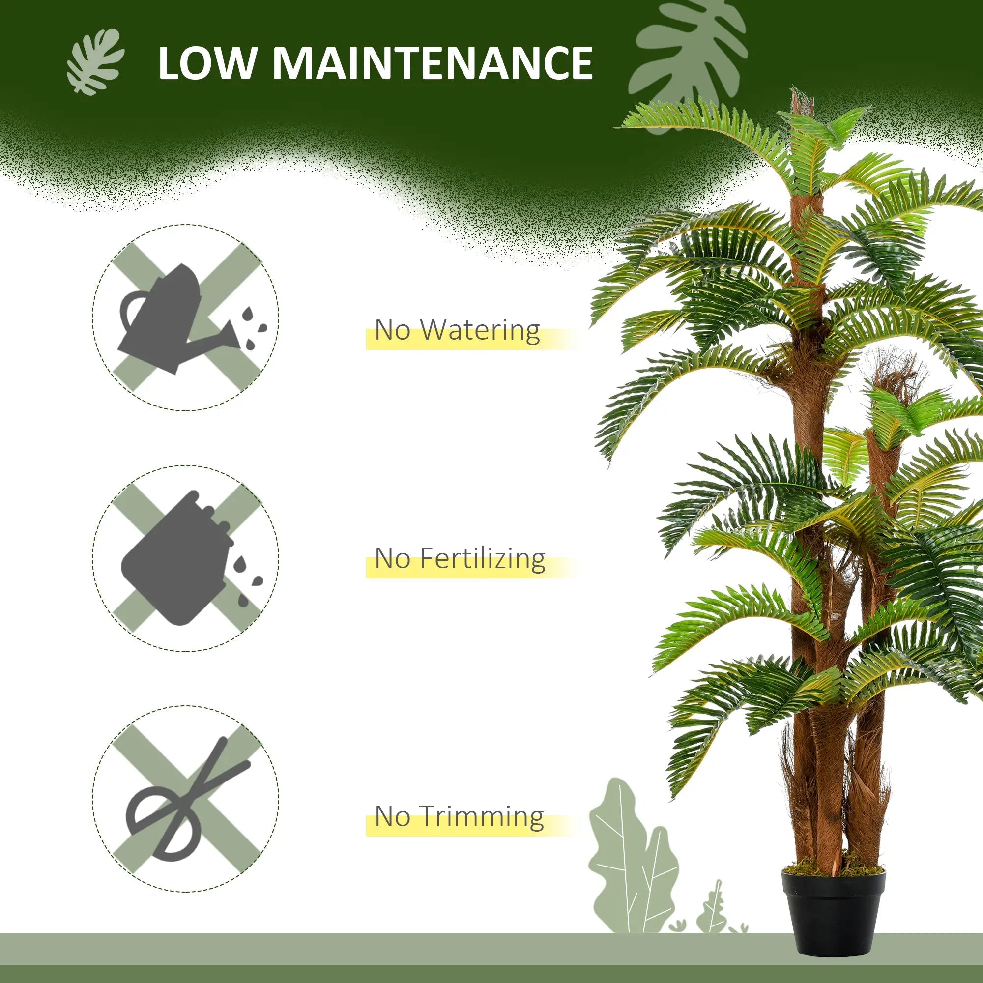 Artificial Plant Tropical Palm in Pot, Fake Plants for Home Indoor Outdoor Decor, 150cm, Green Bargain Clearance Centre