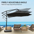 3(m) Garden Cantilever Parasol with Fillable Base up to 90kg, Wind Protection Strap, Cover, Round Banana Hanging Umbrella with Crank Handle and Tilt, UPF50+ Patio Umbrella, Grey