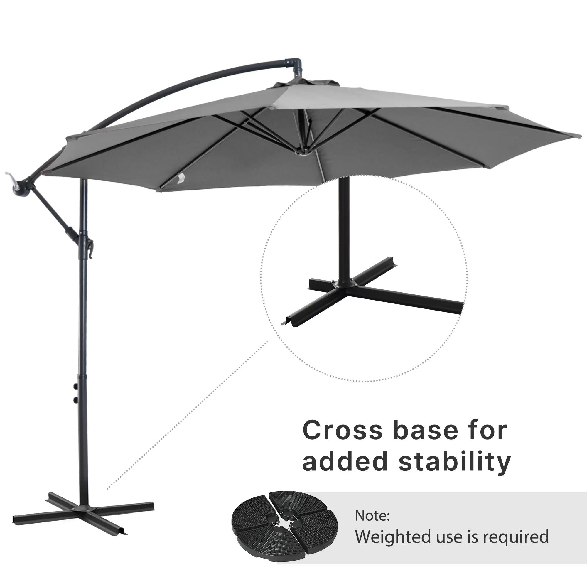 Cantilever Umbrella Parasol Hanging Banana Steel Dark Grey 3M Patio