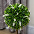Set of 2 Decorative Artificial Plants Ball Trees with Flower for Home Indoor Outdoor Decor, 60cm ,White Bargain Clearance Centre