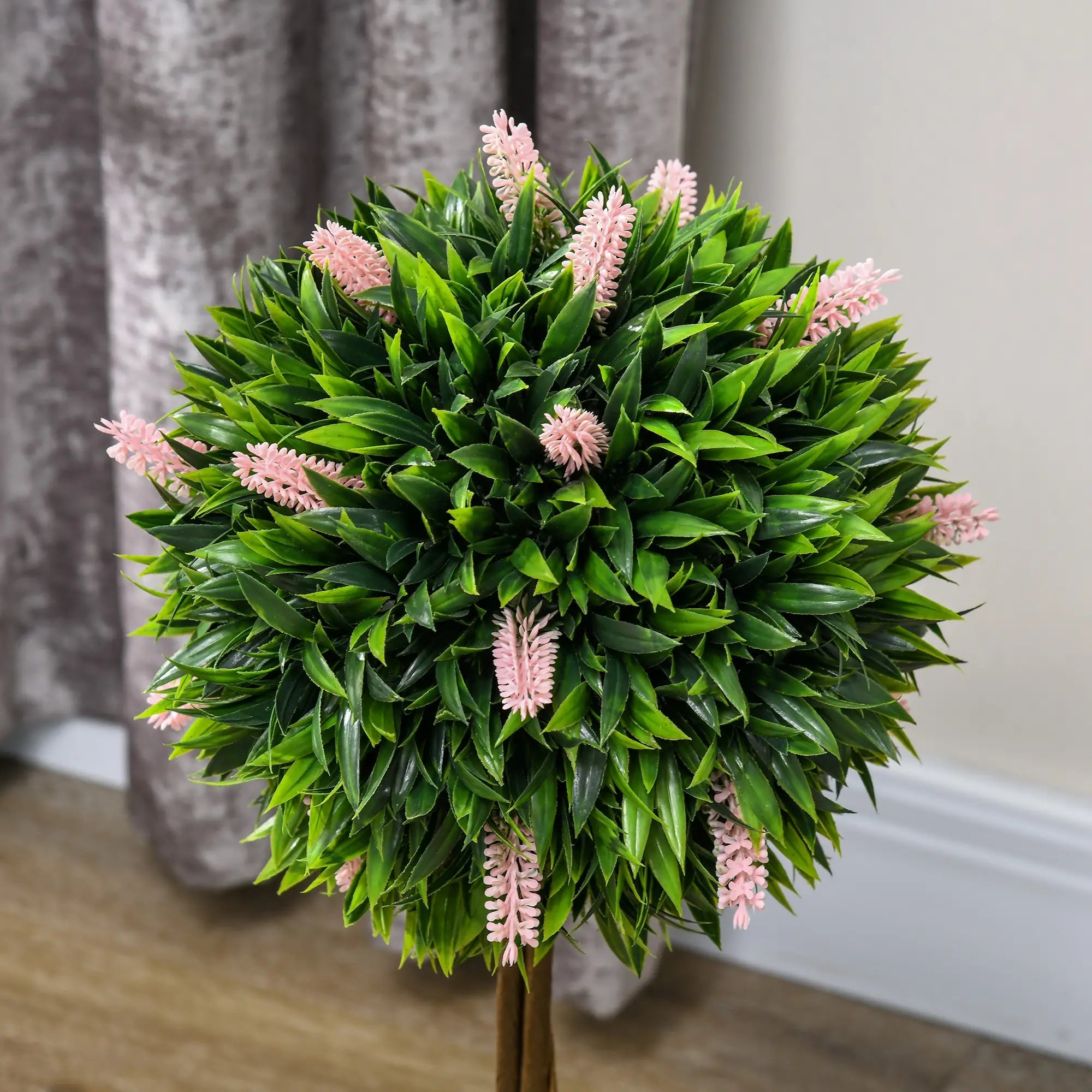 Set of 2 Decorative Artificial Plants Ball Trees with Flower for Home Indoor Outdoor Decor, 60cm ,Pink Bargain Clearance Centre