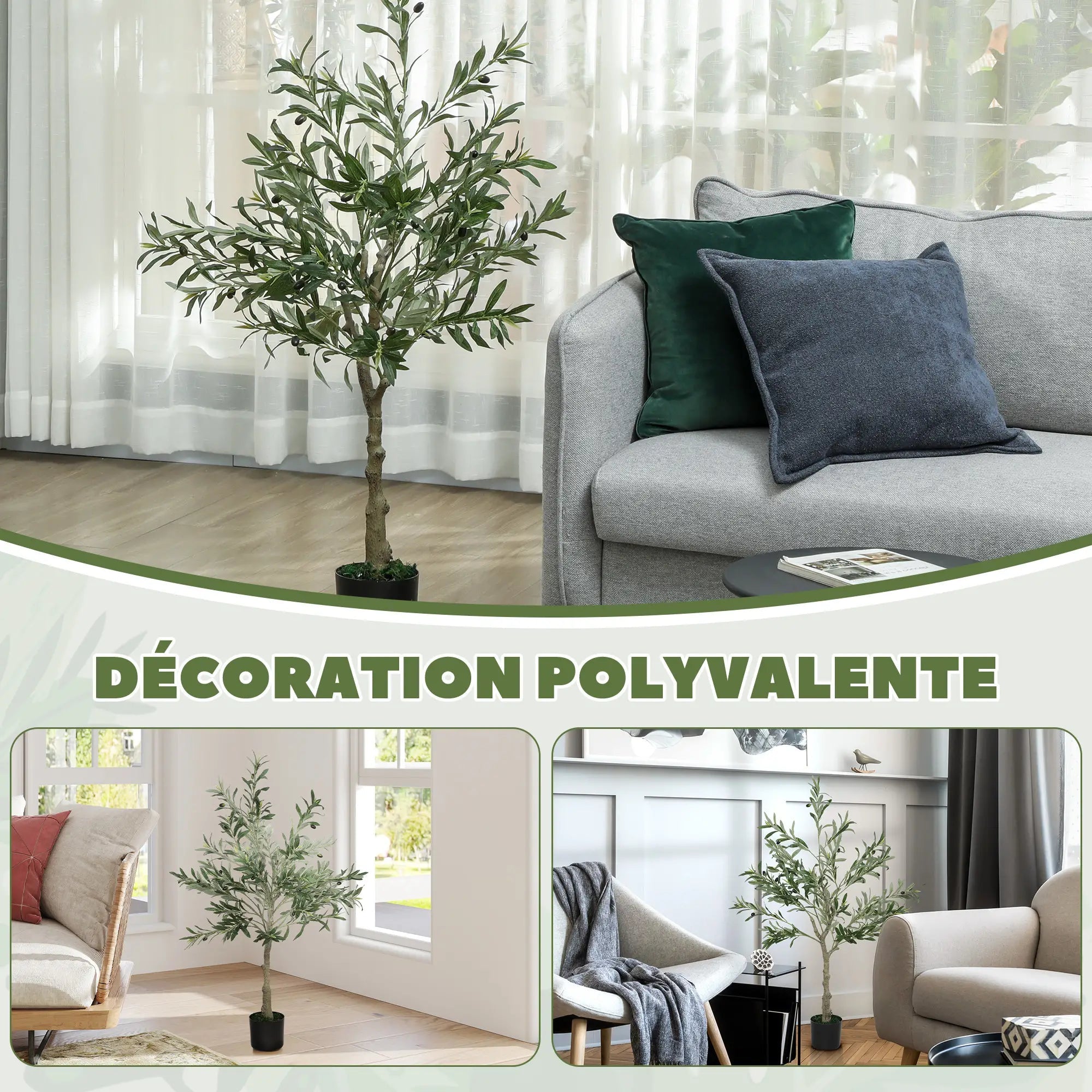 4ft/ 120cm Decorative Artificial Plant, Silk Olive Tree with 450 Leaves and 20 Olive Fruits in Pot, Fake Plant for Home, Office, Living Room, Indoor Decor Bargain Clearance Centre