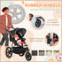 Foldable Three-Wheeler Baby Stroller w/ Canopy, Storage Basket - Black