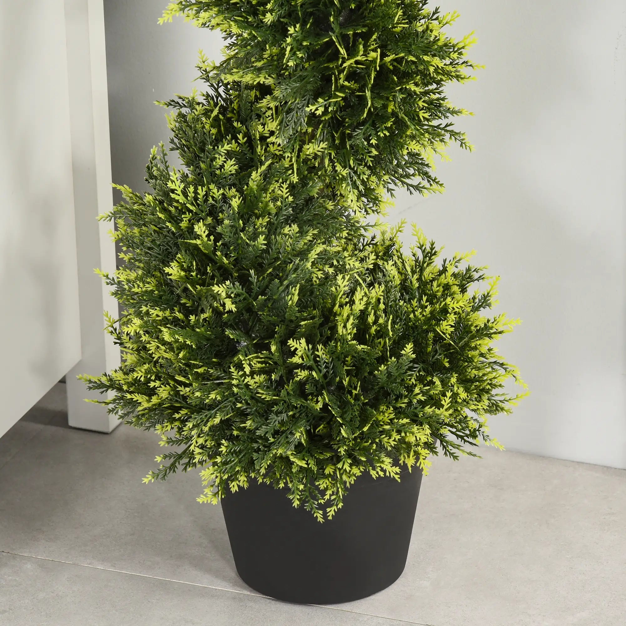 90cm/3FT Artificial Trees, Spiral Topiary Trees w/ Pot Set Of 2, Fake Indoor Outdoor Greenery Plant Home Office Garden Decor Green Bargain Clearance Centre
