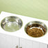 Raised Pet Feeder, with Two Bowls, Storage - White