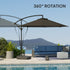 3(m) Garden Cantilever Parasol with Fillable Base up to 90kg, Wind Protection Strap, Cover, Round Banana Hanging Umbrella with Crank Handle and Tilt, UPF50+ Patio Umbrella, Grey