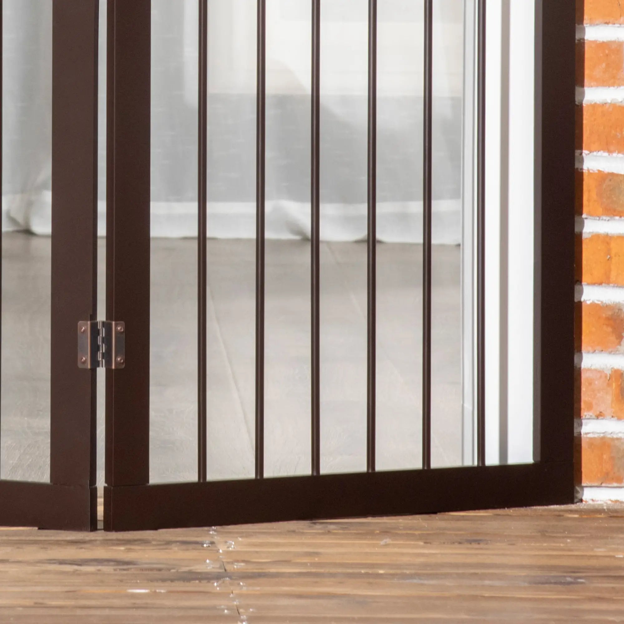 3 Panel Stair Gate Foldable Dog Door Gate Indoor Free Standing Safety Gate Pet Barrier 76cm Height