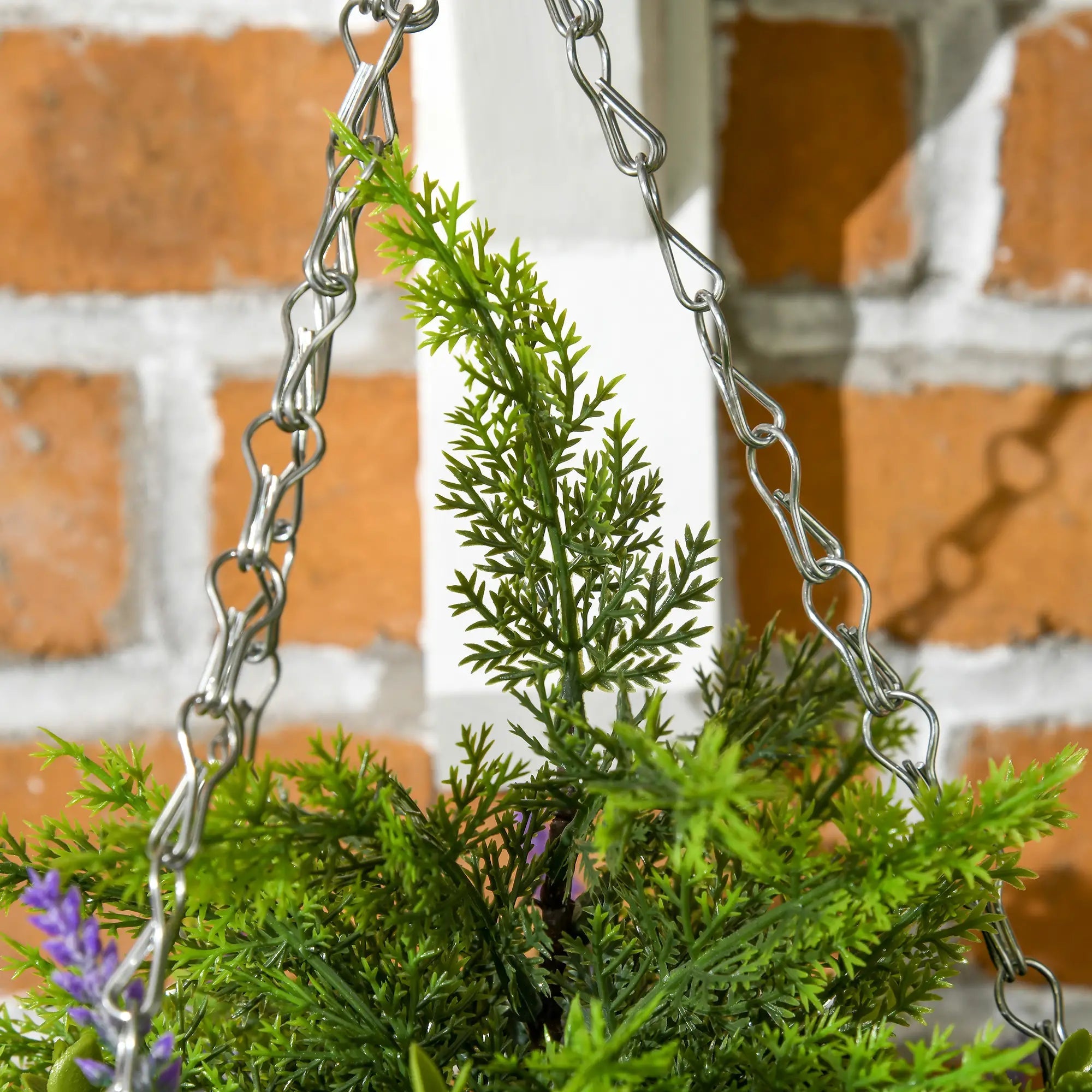 Set of Two Artificial Hanging Lavender Flower Pots - Purple Bargain Clearance Centre