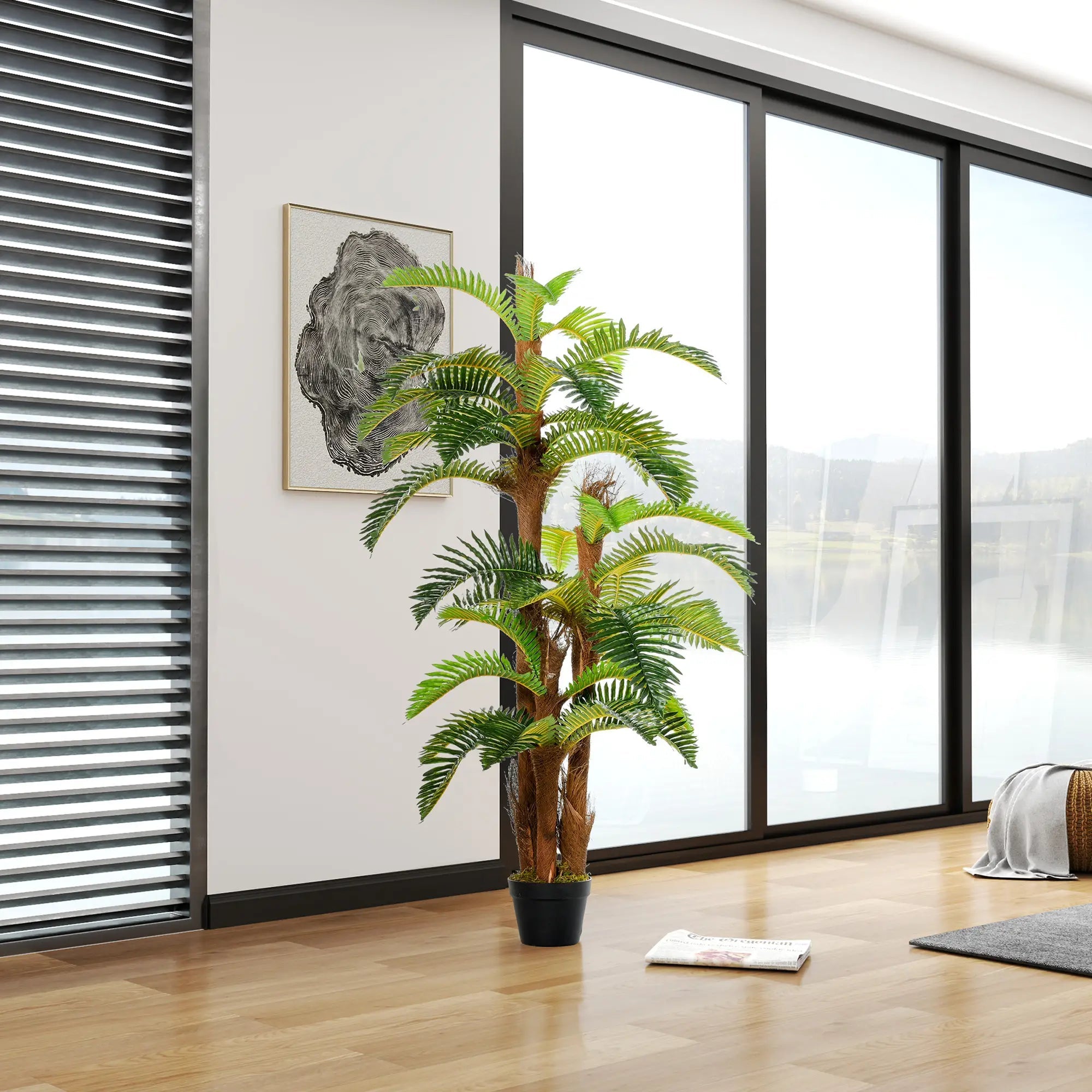 Artificial Plant Tropical Palm in Pot, Fake Plants for Home Indoor Outdoor Decor, 150cm, Green Bargain Clearance Centre