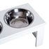 Raised Dog Feeding Bowls with Stand, Stainless Steel for Medium Dog, 58L x 31W x 25H cm - White