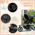 Foldable Three-Wheeler Baby Stroller w/ Canopy, Storage Basket - Black